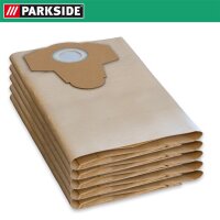 Parkside Papierfilterbeutel, 30 L, 5er Pack, braun