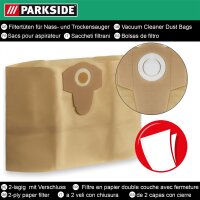 Parkside Papierfilterbeutel, 30 L, 5er Pack, braun