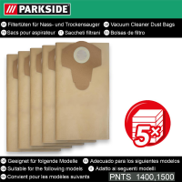 Parkside Papierfilterbeutel, 30 L, 5er Pack, braun