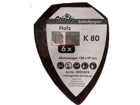 Jeu de feuilles abrasives K80 (6 pièces)