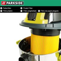 Parkside Trockenfilter / Faltenfilter / Lamellenfilter mit Bajonettverschlussdeckel, mit Stahlinnengitter, beidseitig offen