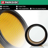 Parkside Trockenfilter / Faltenfilter / Lamellenfilter mit Bajonettverschlussdeckel, mit Stahlinnengitter, beidseitig offen