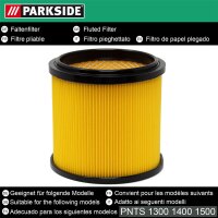 Parkside Trockenfilter / Faltenfilter / Lamellenfilter mit Bajonettverschlussdeckel, mit Stahlinnengitter, beidseitig offen