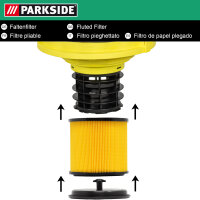 Parkside Trockenfilter / Faltenfilter / Lamellenfilter mit Bajonettverschlussdeckel, mit Stahlinnengitter, beidseitig offen