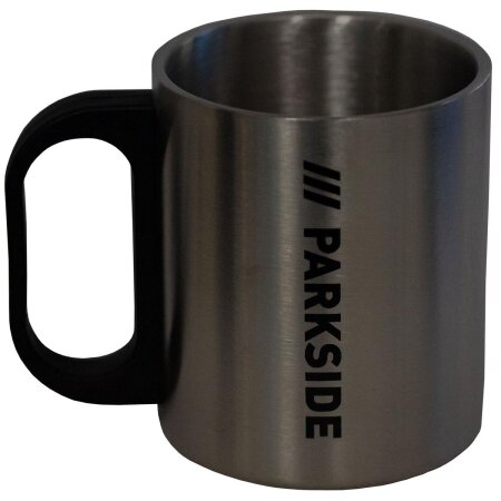 Stainless steel mug with Parkside logo