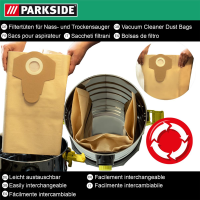 Parkside Papierfilterbeutel, 30 L, 10er Pack, braun