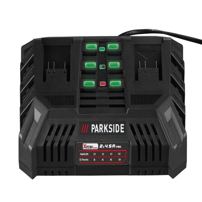 Parkside 20V Doppel-Ladegerät 2x 4,5 B1 20 für DE/EU d, Geräte € A 37,99 PDSLG