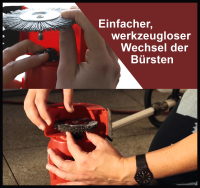 B-Ware Grizzly Tools Elektro Fugenbürste EFB 401, 400 W, verstellbarer Teleskopstiel, werkzeugloser Bürstenwechsel, Spritzschutz,  inklusive 2 Arbeitsbürsten