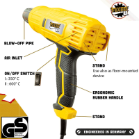 B-Ware FixedbyU Elektro-Heißluftpistole, 2000 Watt, Standfunktion, umfangreiches Düsenzubehör & Koffer